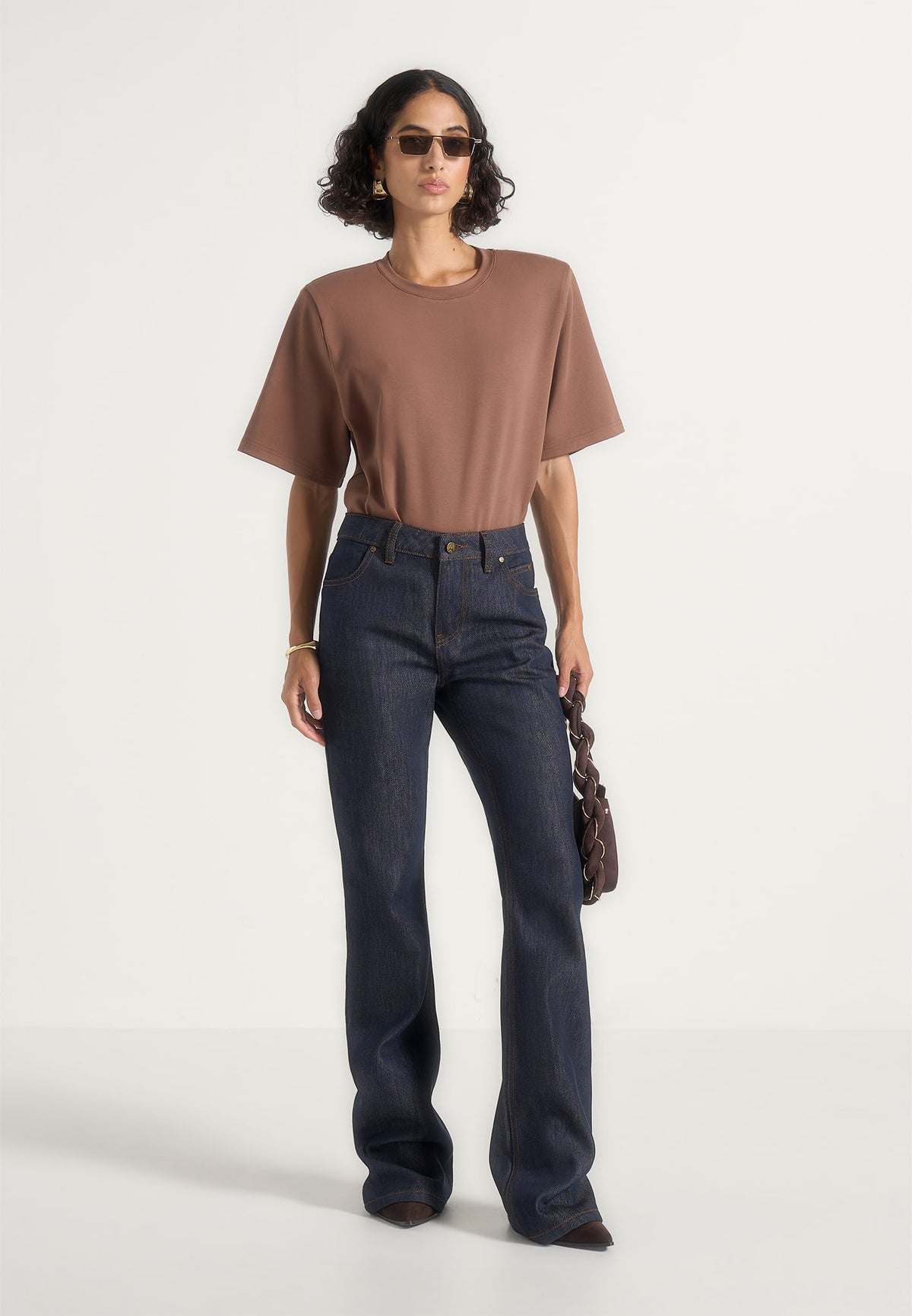 Abbie - Stacked Fit And Flare Jeans - Indigo