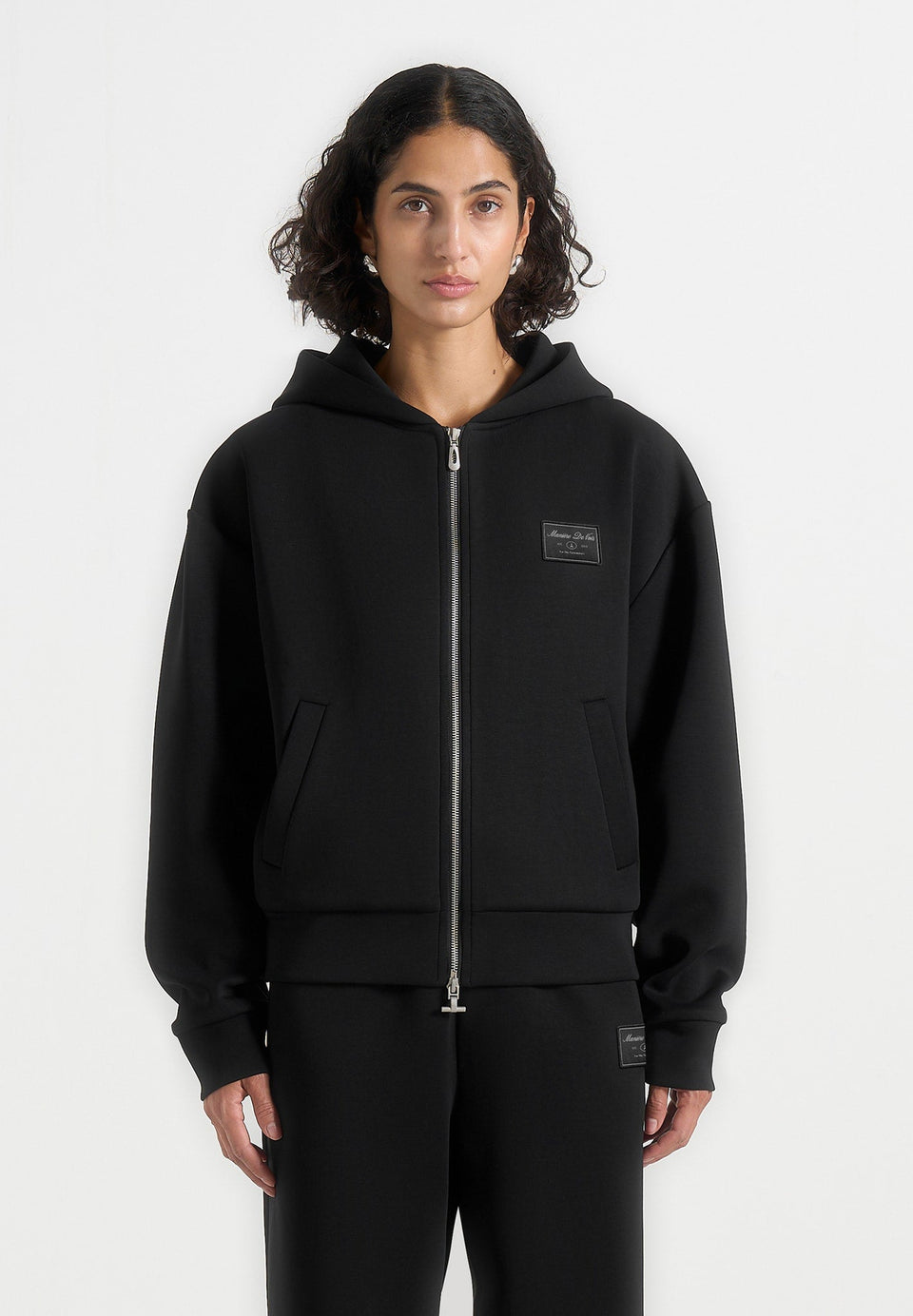 ray-unisex-neoprene-cropped-zip-hoodie-black