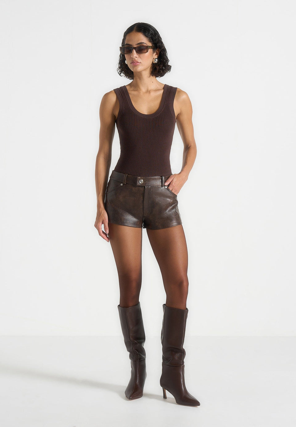 samia-vintage-mini-shorts-brown