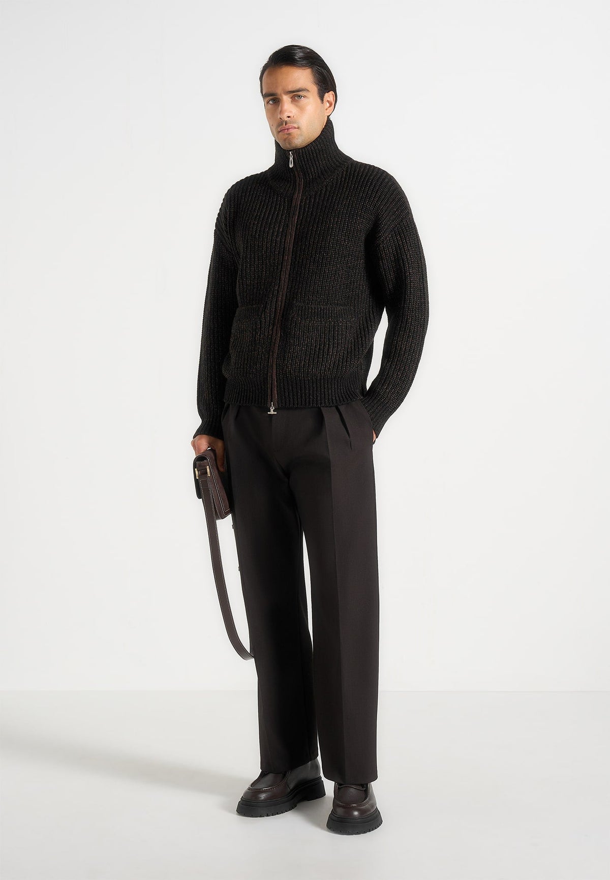 jamie-unisex-speckled-zip-through-jacket-black