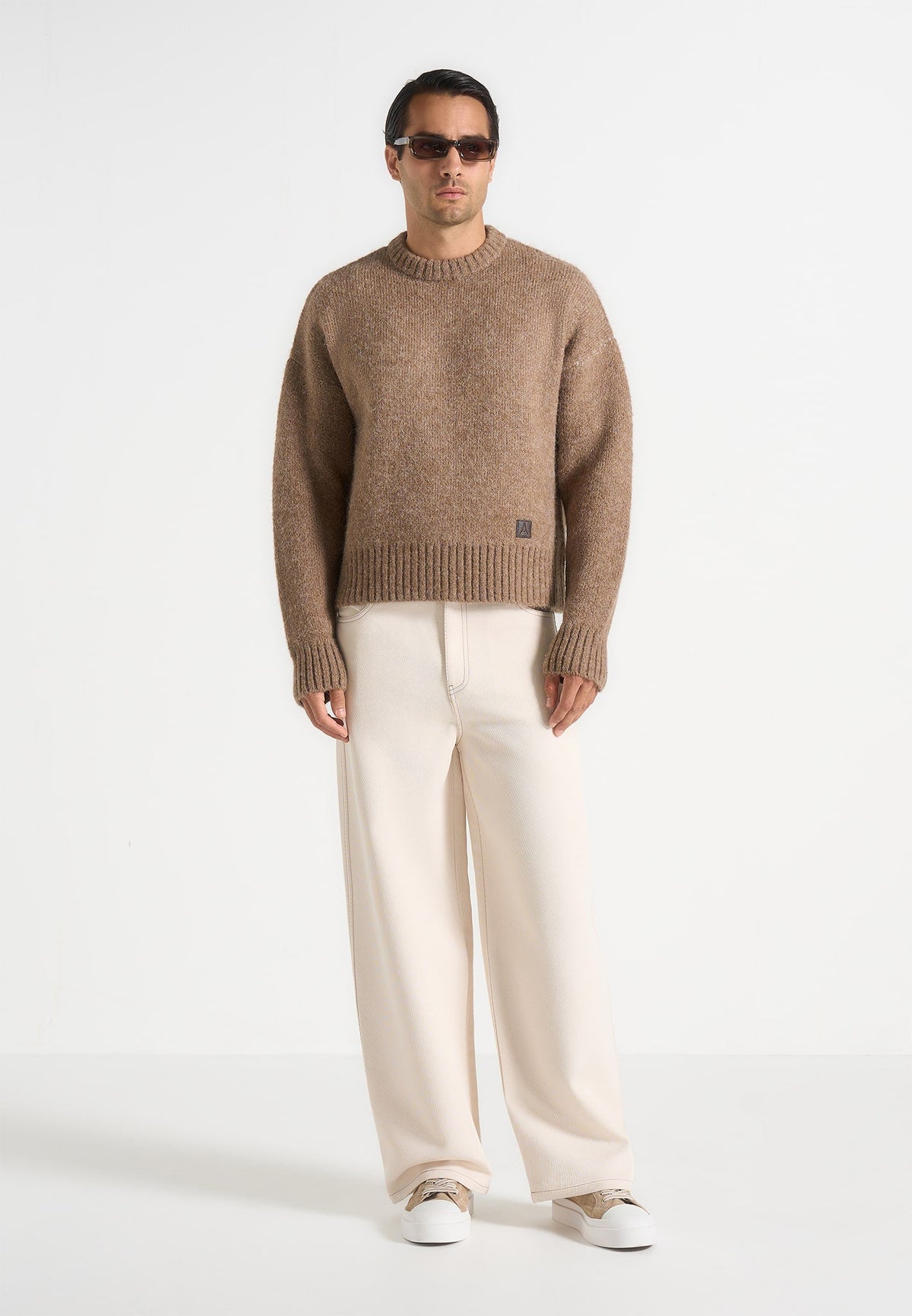 Kamil - Art Slogan Brushed Wool-Blend Knit Sweater - Beige
