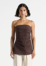 laurena-suede-tacked-longline-bandeau-top-brown