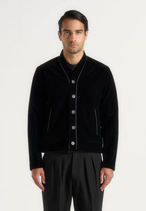 Nassim - Velvet Jacket With Contrast Piping - Black