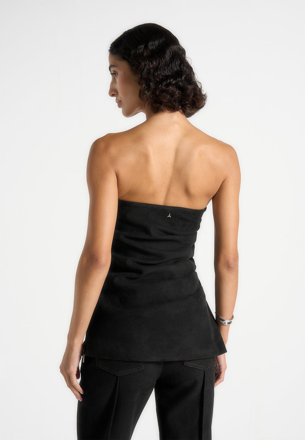 laurena-suede-tacked-longline-bandeau-top-black