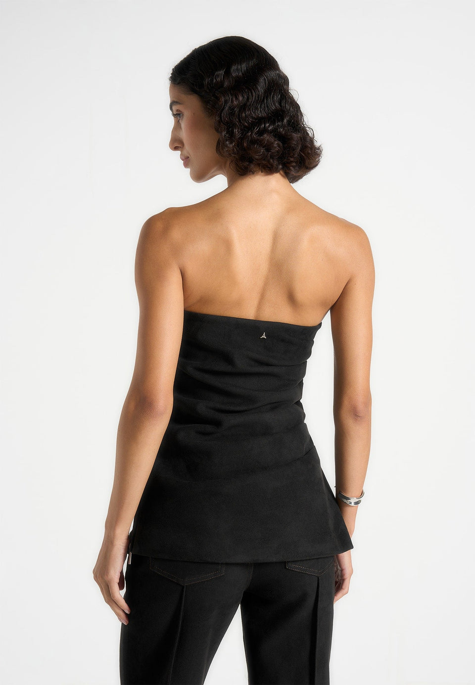 laurena-suede-tacked-longline-bandeau-top-black