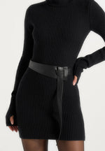 kalia-turtleneck-knitted-mini-dress-with-belt-black