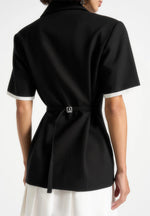 baya-tailored-cinch-waist-pleated-blazer-dress-black
