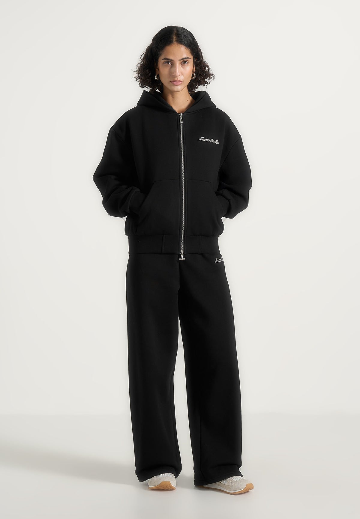 JS002 - Unisex Signature Relaxed Fit Zip Hoodie - Black