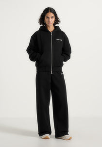 JS002 - Unisex Signature Relaxed Fit Zip Hoodie - Black