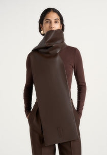 Melia - Reversible Vegan Leather & Suede Scarf - Brown