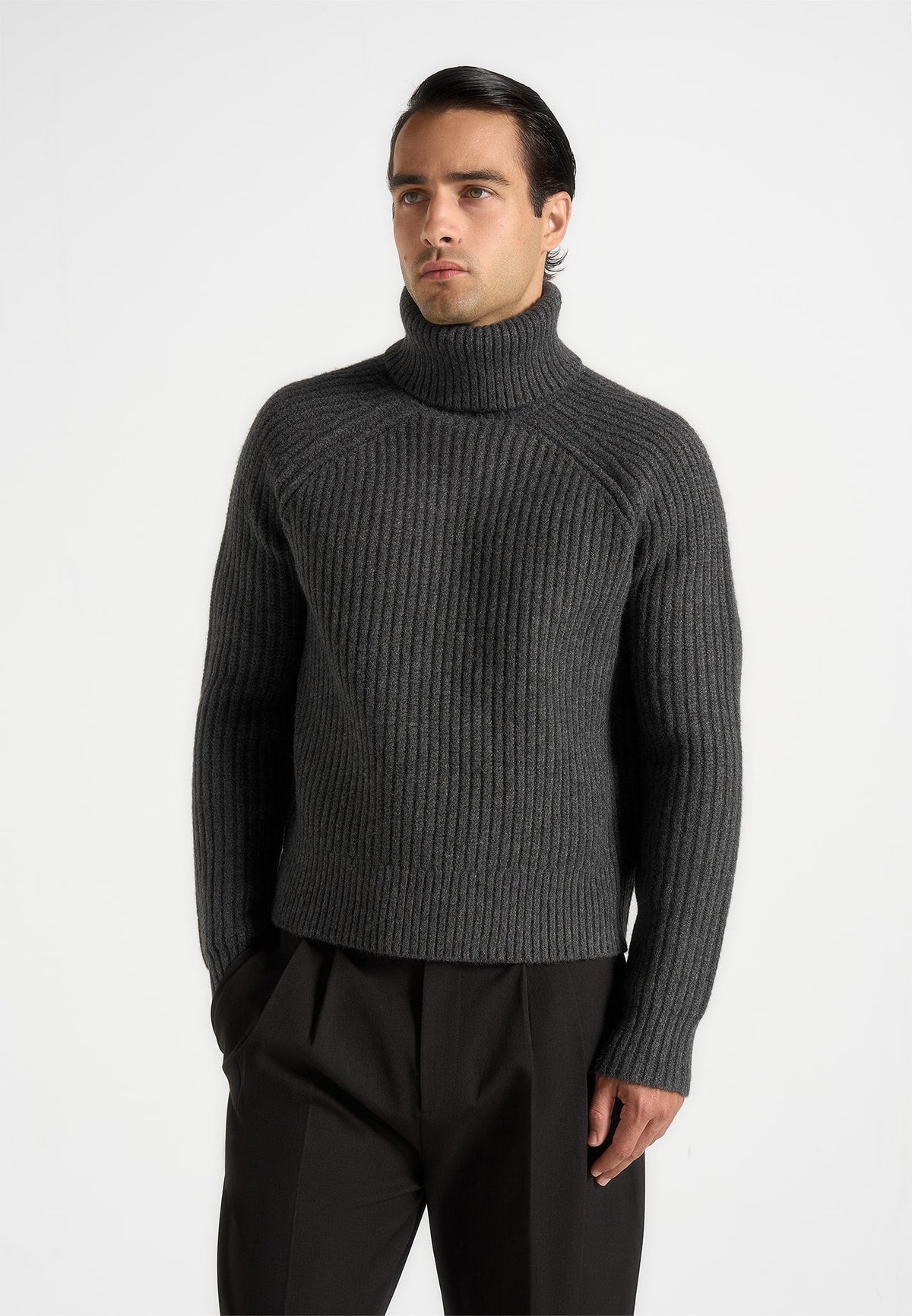 Rudy - Turtleneck Chunky Knit Sweater - Grey