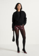 samia-cracked-patent-mini-shorts-red