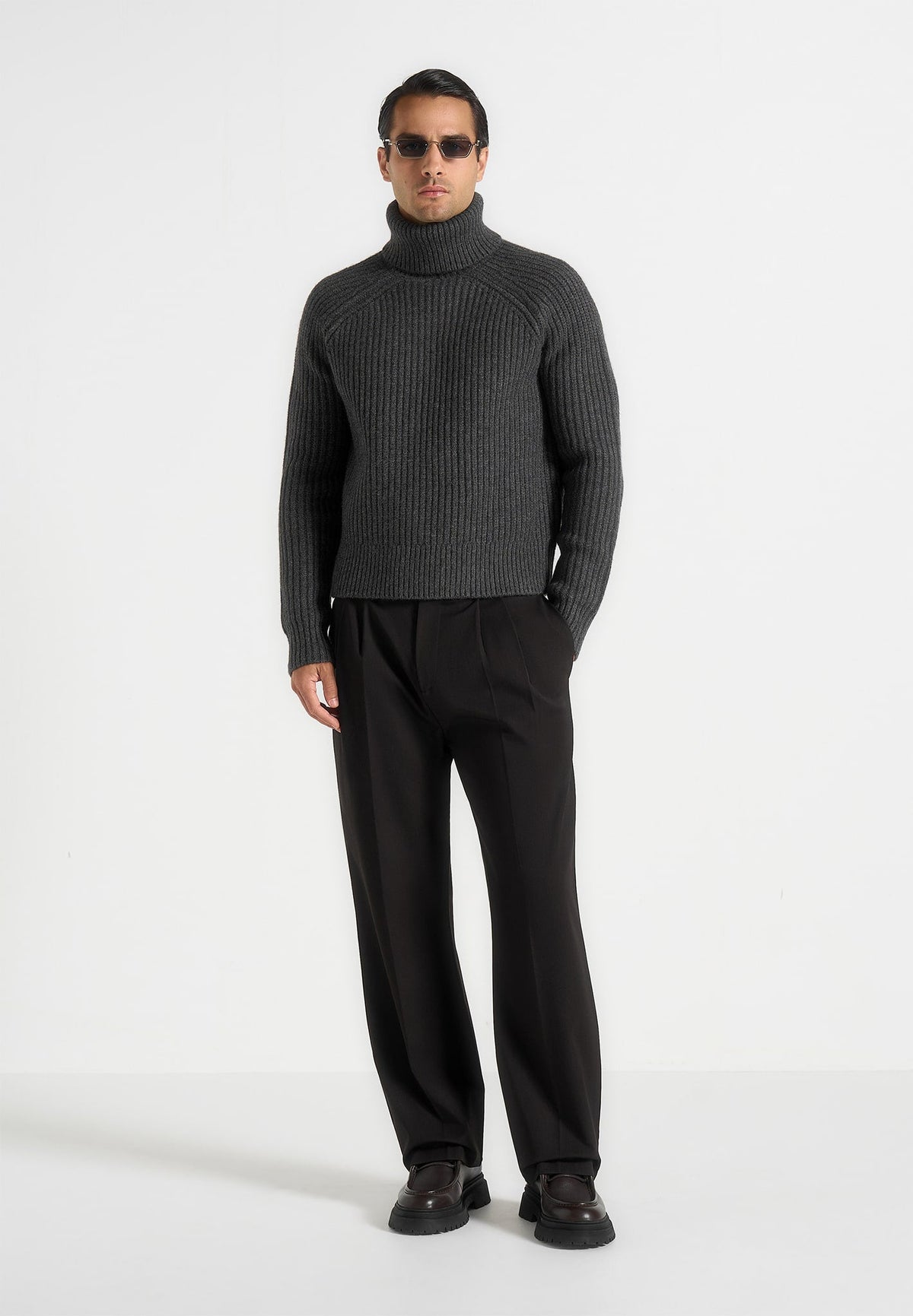 Rudy - Turtleneck Chunky Knit Sweater - Grey