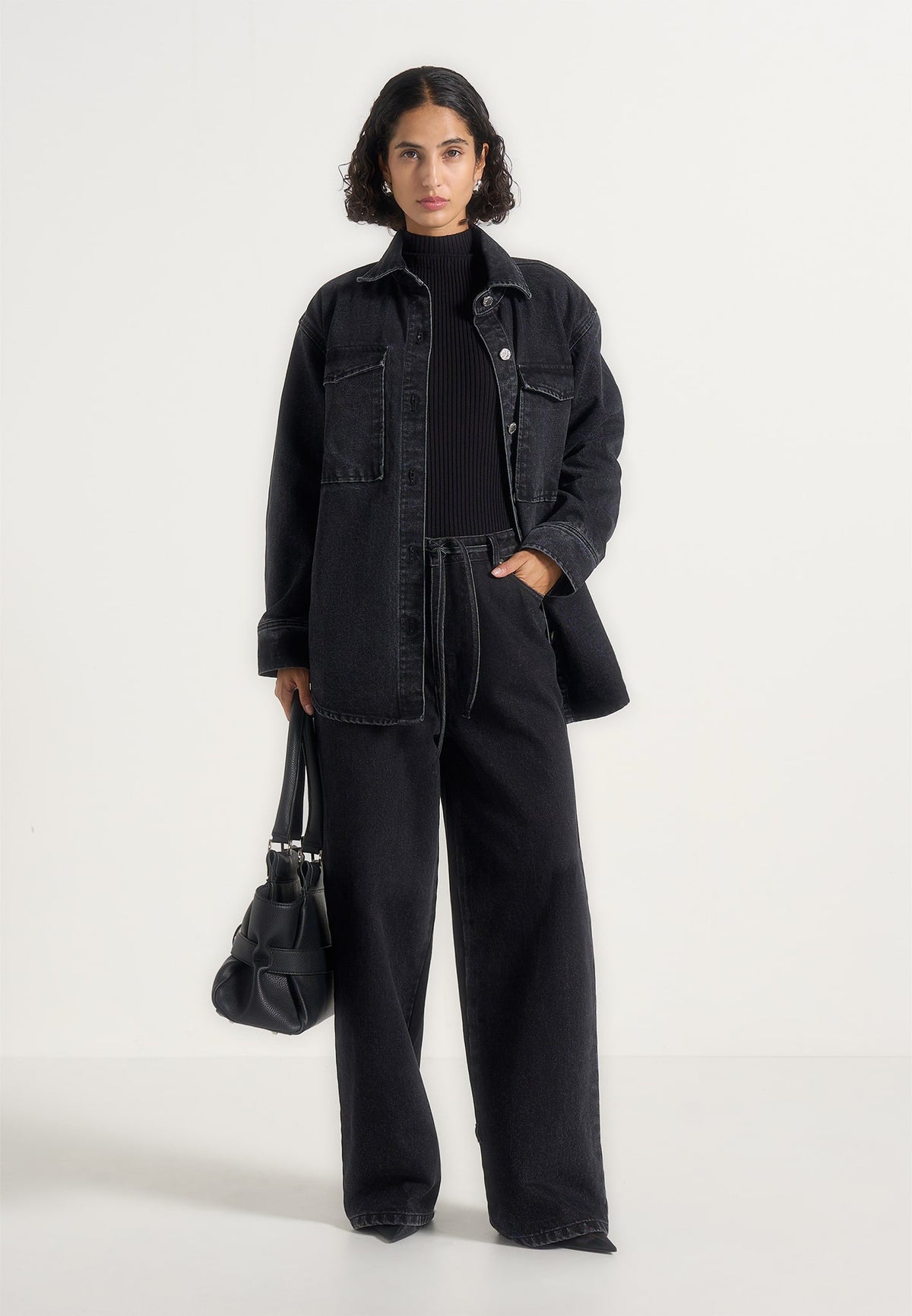 Joy - Oversized Denim Shirt - Washed Black