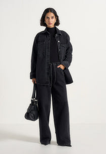 Joy - Oversized Denim Shirt - Washed Black