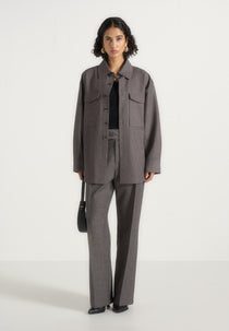 Joy - Tailored Oversized Shirt - Grey Marl