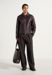 Yves - Minimal Leather Jacket - Brown