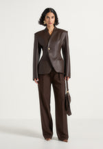 ina-leather-cinched-waist-kimono-blazer-brown