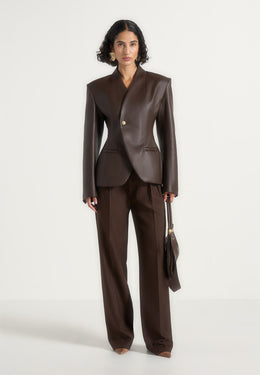 ina-leather-cinched-waist-kimono-blazer-brown