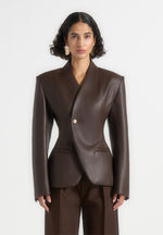 ina-leather-cinched-waist-kimono-blazer-brown