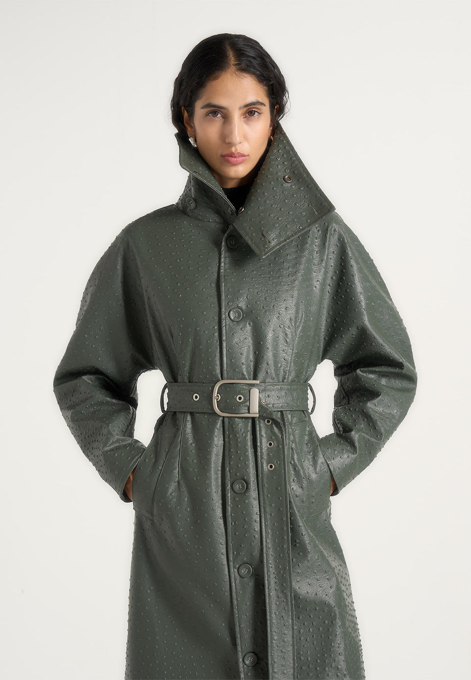 leyna-ostrich-hourglass-belted-coat-olive