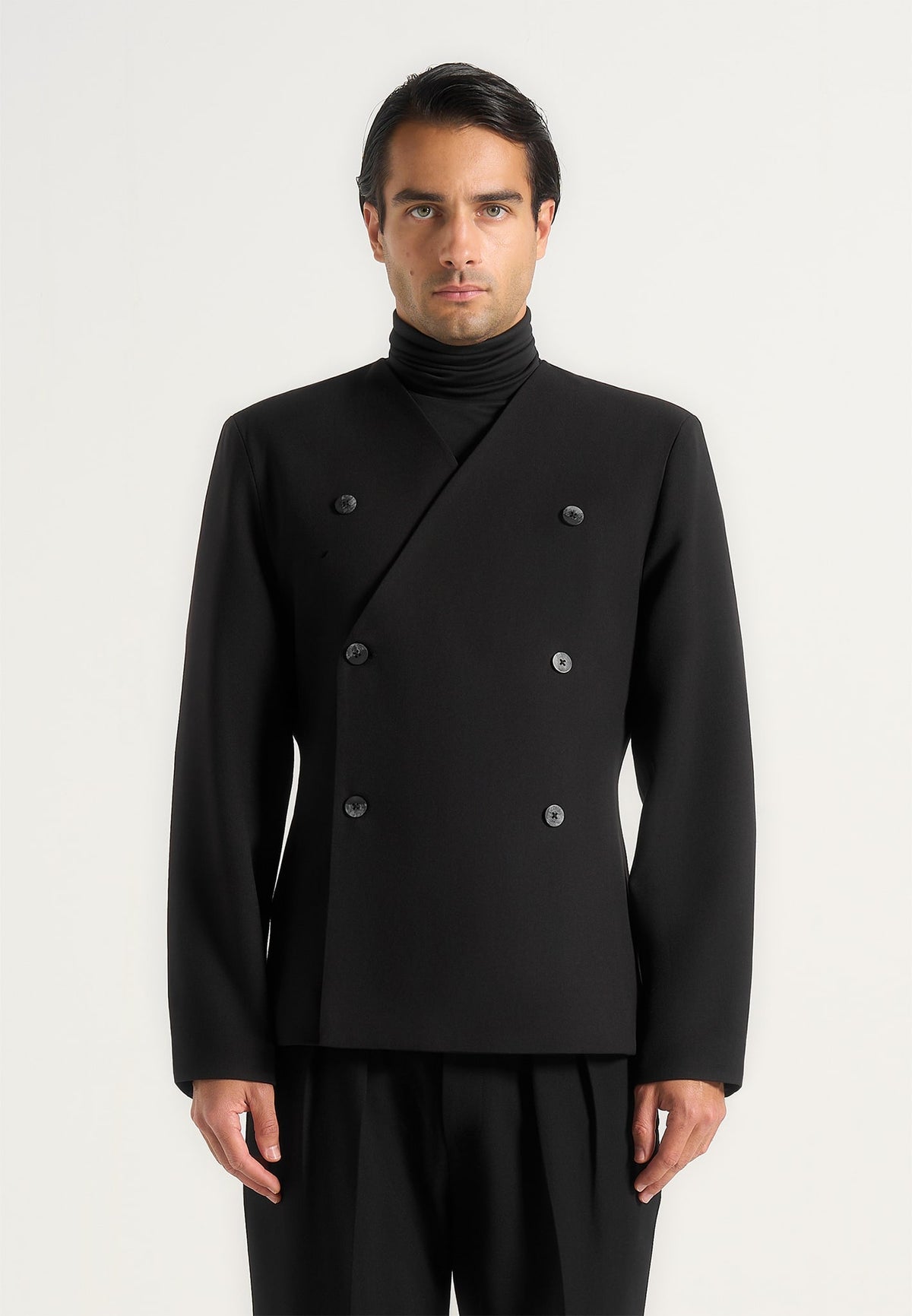 Timeo - Tailored Kimono Wool-Blend Blazer - Black