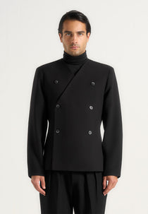 Timeo - Tailored Kimono Wool-Blend Blazer - Black