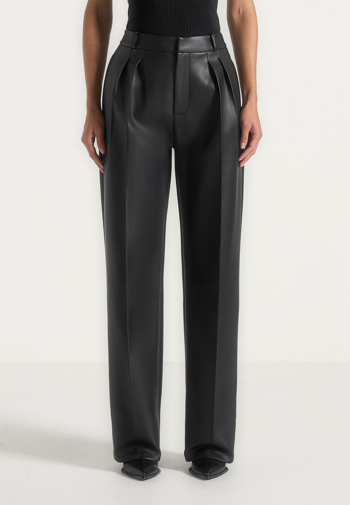 julie-leather-twin-pleat-trousers-black