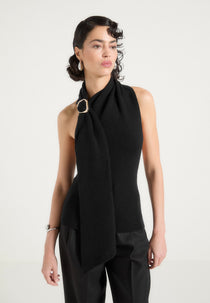 Elodie - Knitted Draped Halter Top - Black