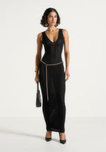 myriam-pointelle-plunge-maxi-dress-with-chain-black