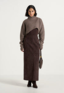 Stevie - Suede Maxi Skirt - Brown