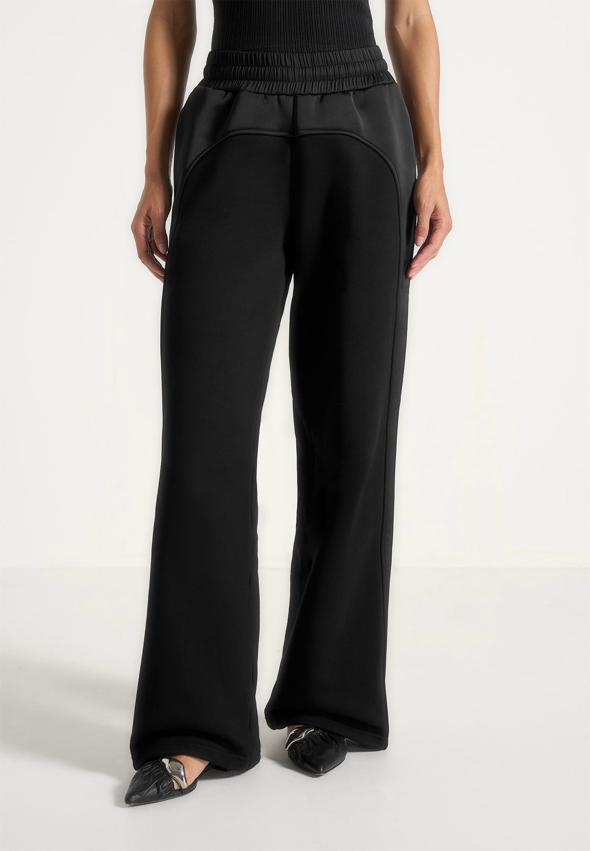 Halle - Jersey And Satin Sweatpants - Black