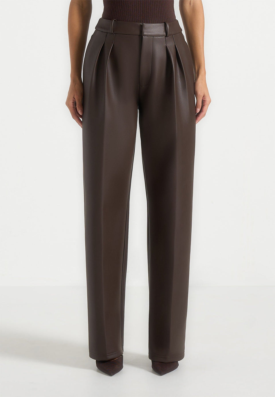 julie-leather-twin-pleat-trousers-brown