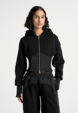 brune-corset-jersey-and-satin-zip-hoodie-black