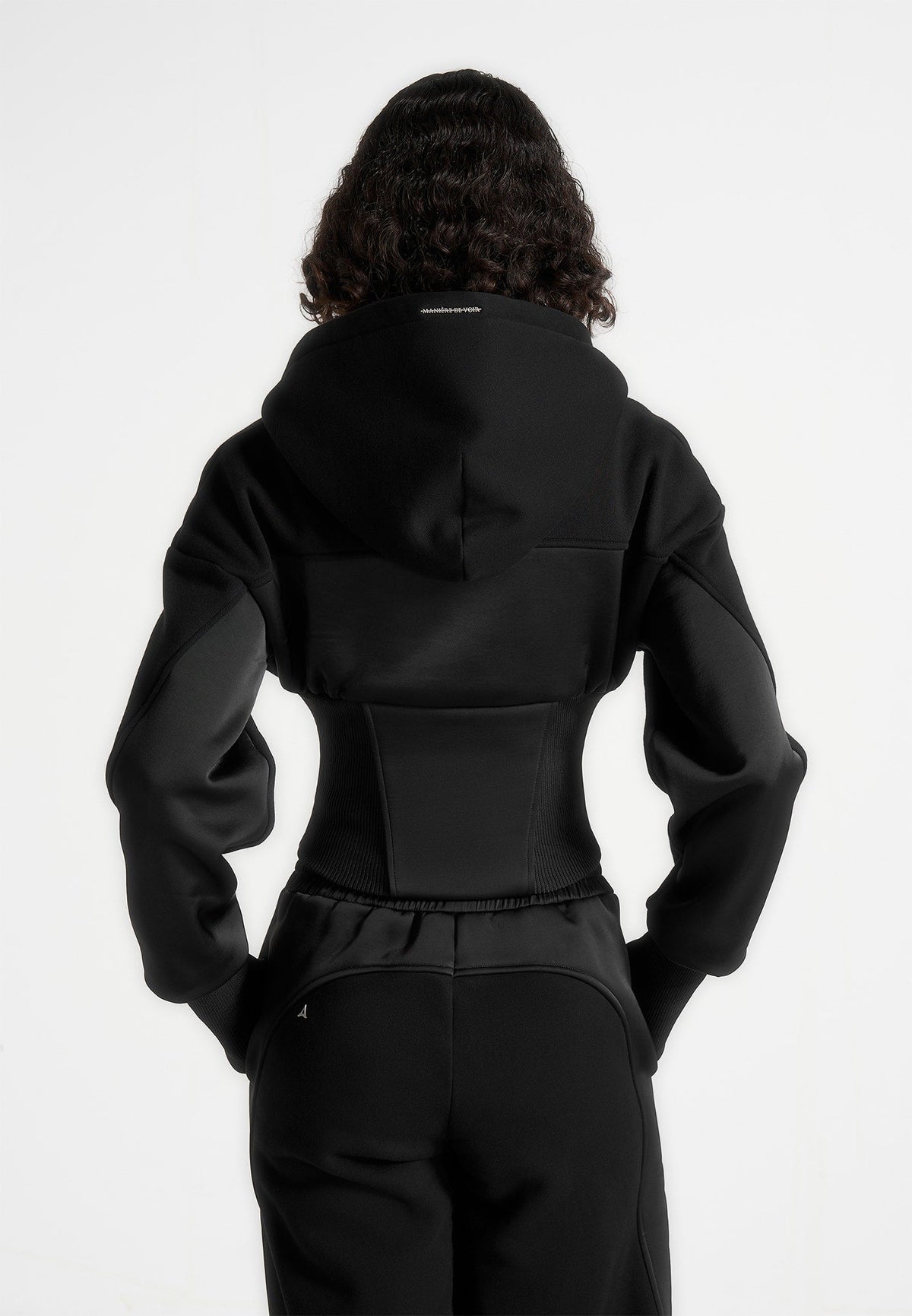 brune-corset-jersey-and-satin-zip-hoodie-black