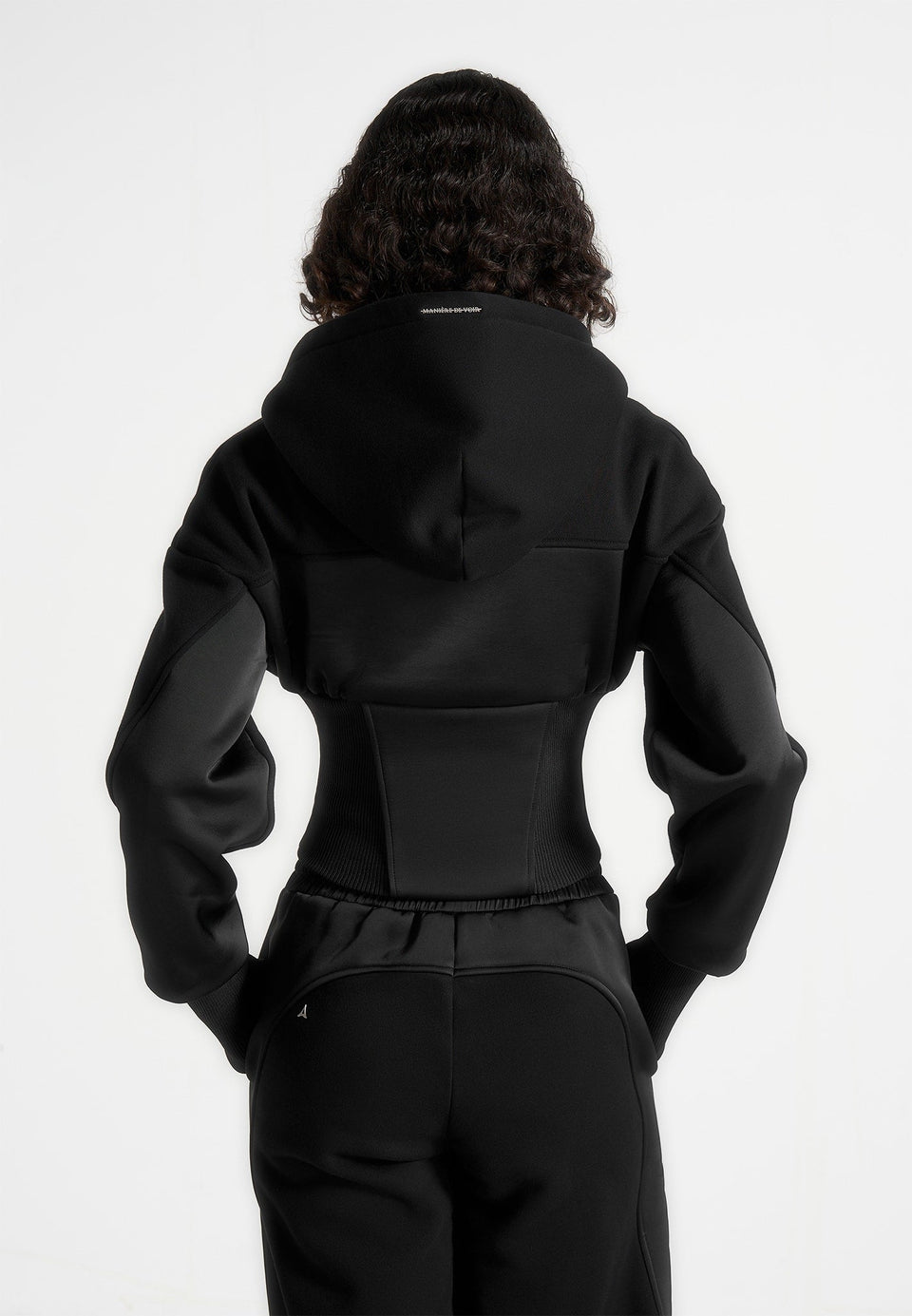 brune-corset-jersey-and-satin-zip-hoodie-black
