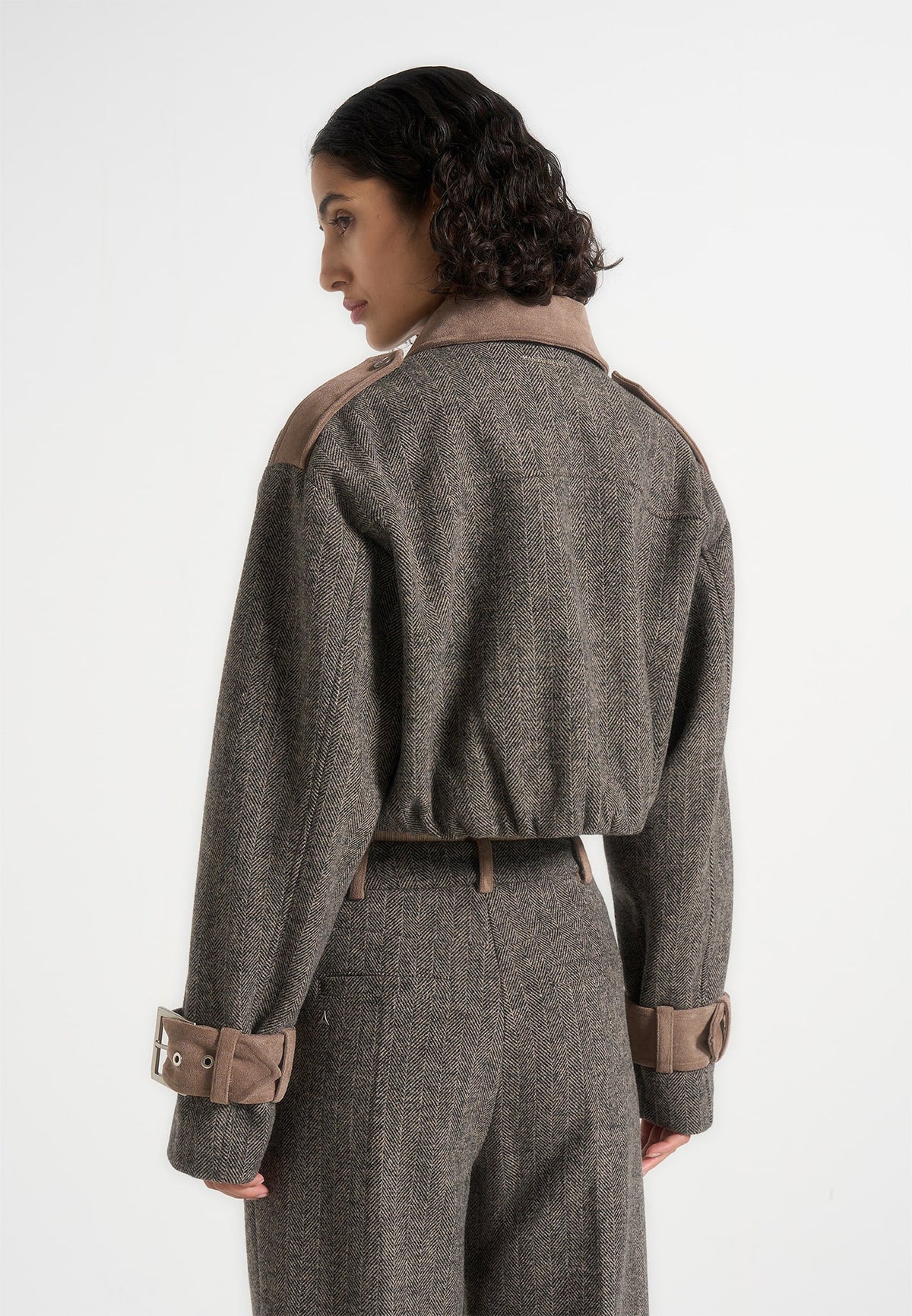 galia-herringbone-and-suede-bungee-hem-jacket-grey
