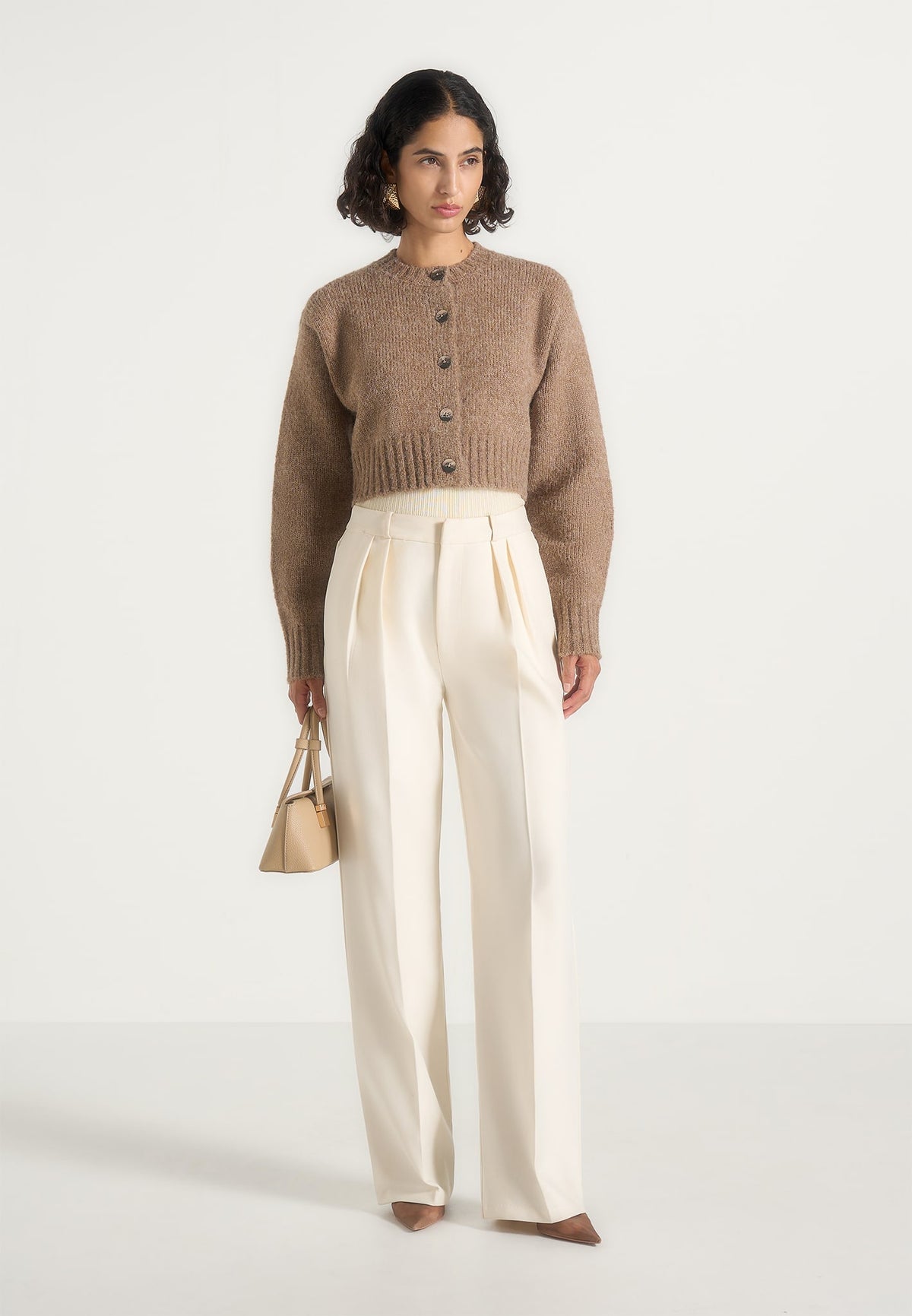 Caren - Brushed Wool-Blend Knit Cardigan - Beige