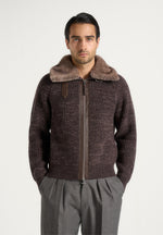 ariel-unisex-plush-collar-speckled-knit-jacket-brown