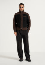 rene-colour-block-zip-through-cardigan-black-brown