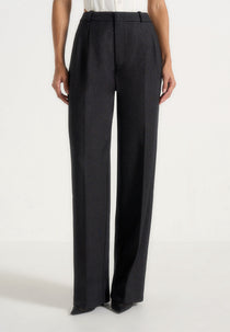Julie - Tailored Twin Pleat Pants - Black Speckle