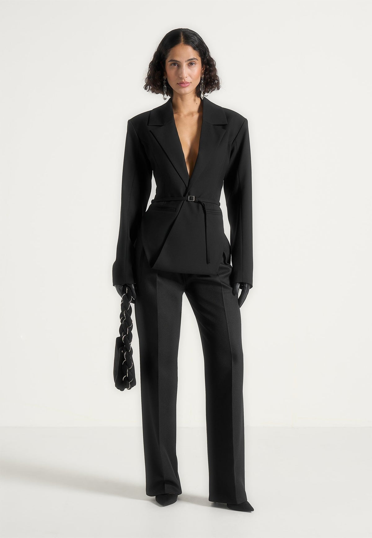 yuna-plunge-tailored-blazer-with-belt-black