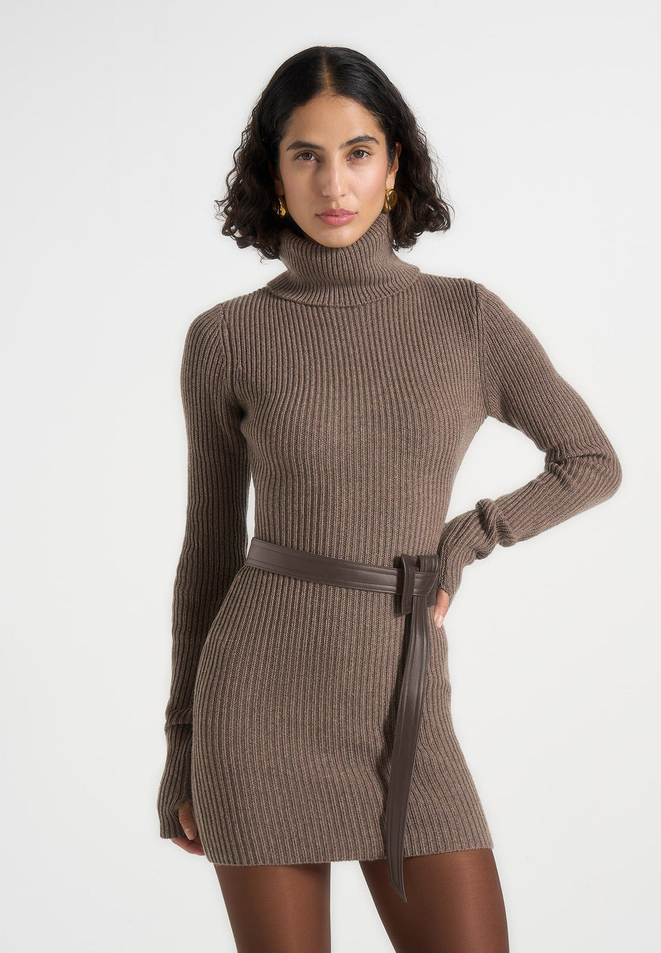 kalia-turtleneck-knitted-mini-dress-with-belt-taupe