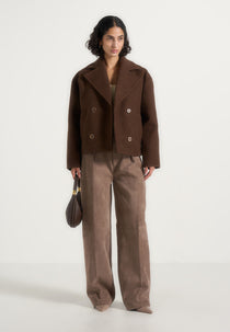 Mika - Unisex Double Breasted Wool Jacket - Brown