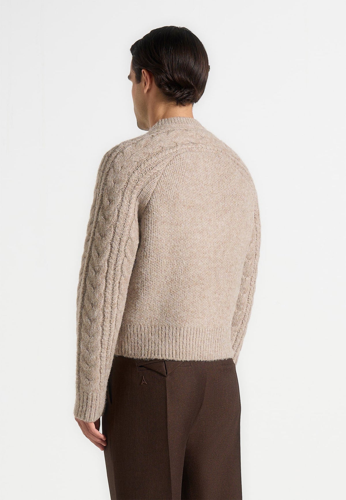 gaby-speckled-cable-knit-zip-cardigan-beige
