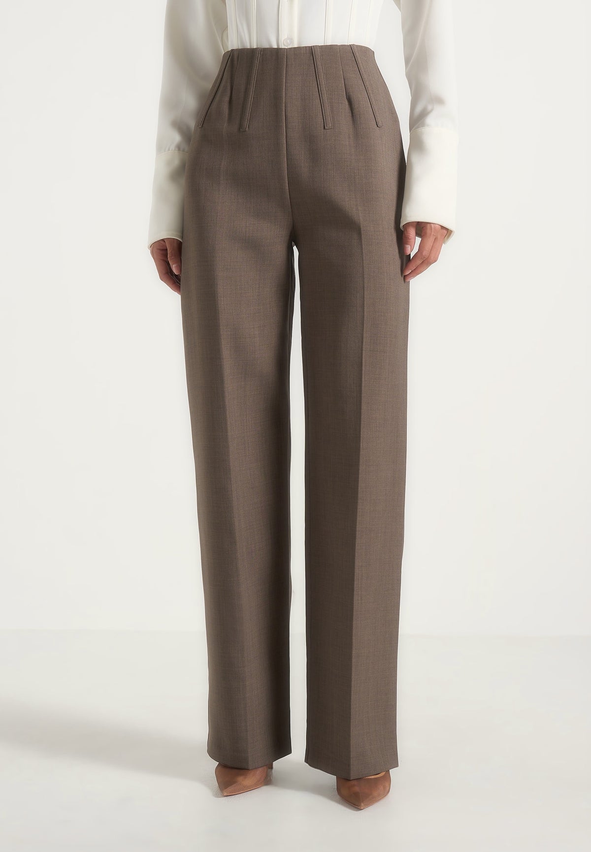 Rafaela - Corset Waist Dress Pants - Taupe