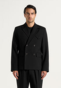 Didier - Double Breasted Tailored Wool-Blend Suit Blazer - Black