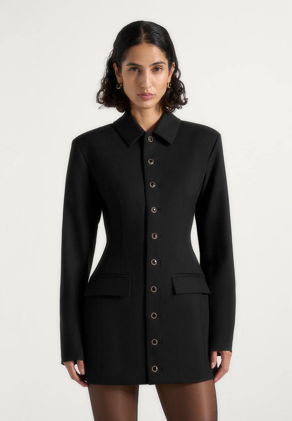amelie-hourglass-button-up-blazer-dress-black