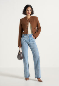 Evana - Structured Jacket With Mixed Buttons - Rust