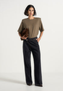 BS002 - Wide Shoulder Bodysuit T-Shirt - Olive